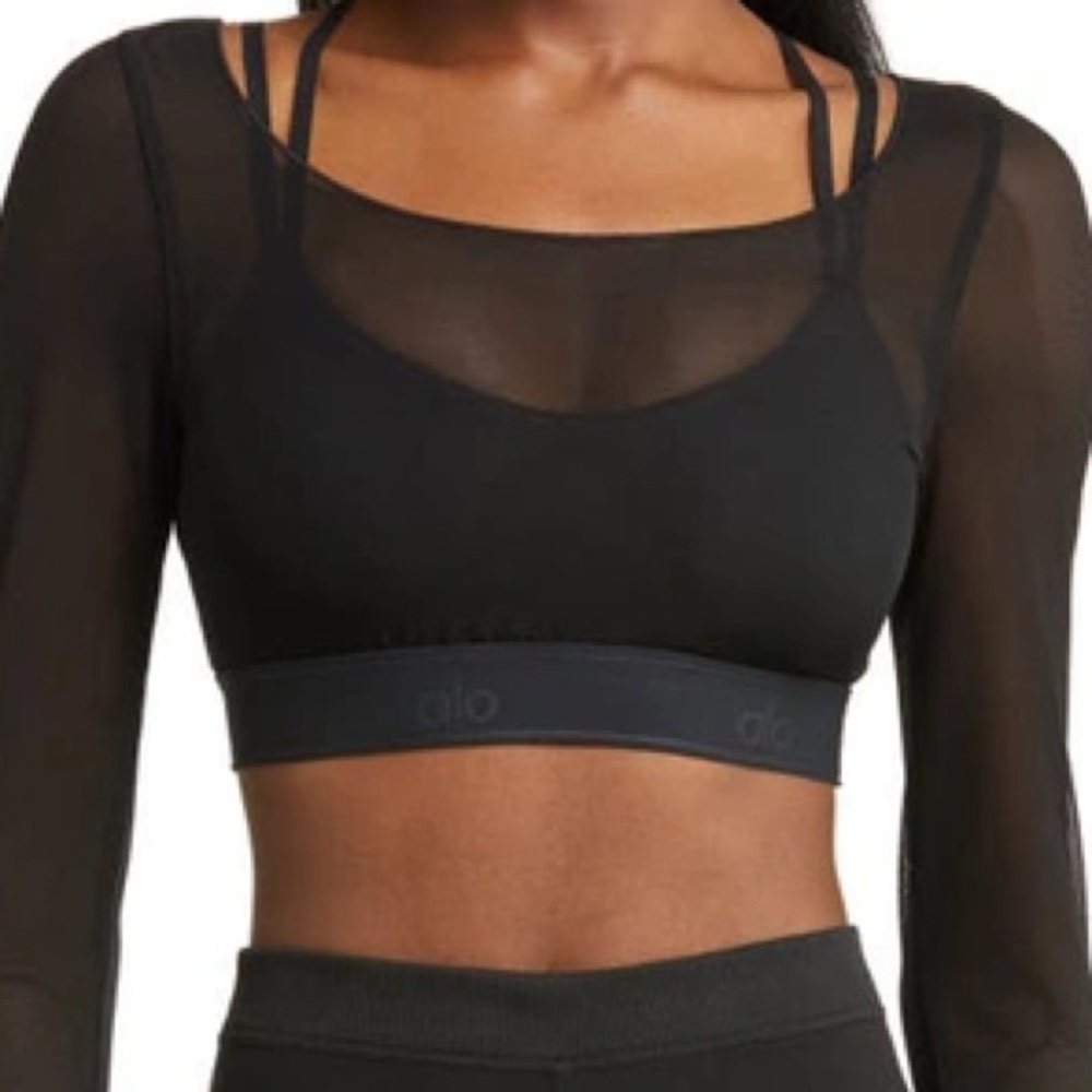 Alo Yoga Airlift Long Sleeve Ballet Dream Bra Black XS